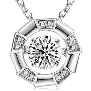 1/2 Carat Moissanite Diamond Necklace for Women Sterling Silver Plated Necklace